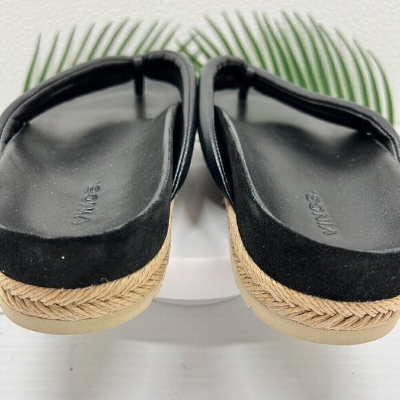 Vince Black Leather Open Round Toe Espadrille Platform Sandals Size 9.5M NWOB - Picture 7 of 10